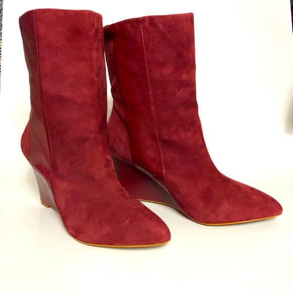 Zara Shoes - Zara Woman red suede booties 38